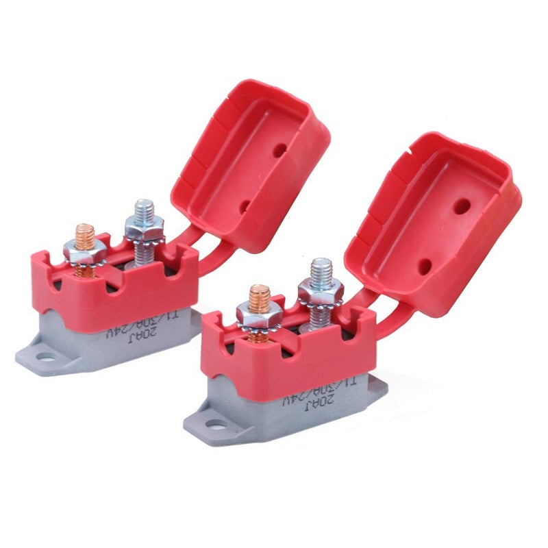 Gloaso 30A 12V 24V Automatic Reset Circuit Breaker with Stud Bolt and Cover for Car Trailer RV Trucks Boat Trolling Motors Solar DC Electrical System, max 28V 30 Amp, 2 Pack - Image 1